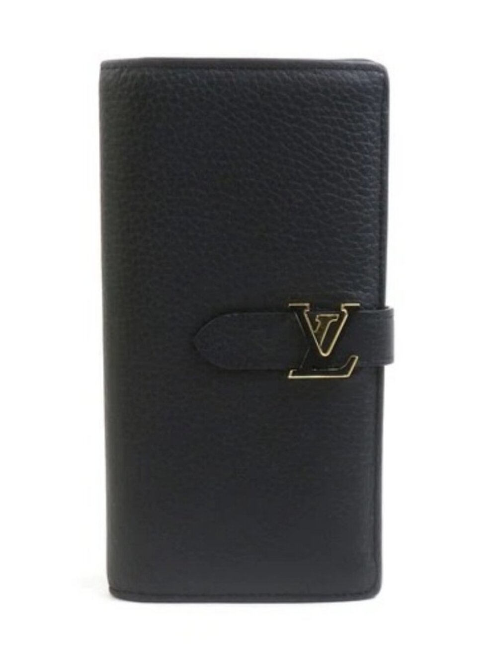 Auth LOUIS VUITTON Bifold Long Wallet Black Leather/Goldtone M81330 - e60778g